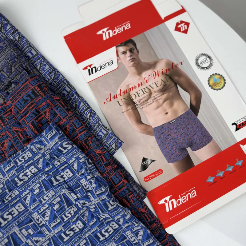 Чоловічі бавовняні труси боксери Indena #81256 Чоловічі бавовняні труси боксери Indena #81256